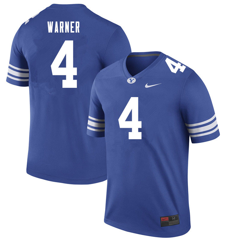 Men #4 Troy Warner BYU Cougars College Football Jerseys Sale-Royal - Click Image to Close
